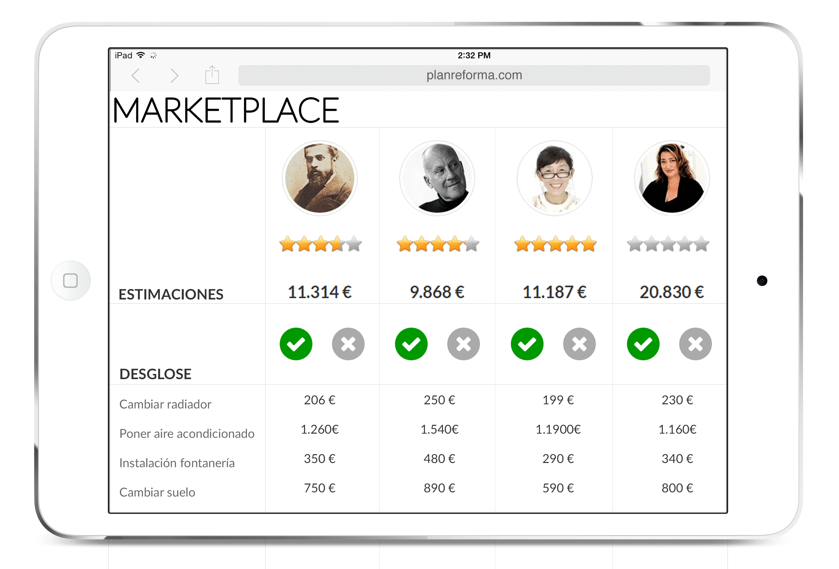 El único comparador de reformas en tiempo real
