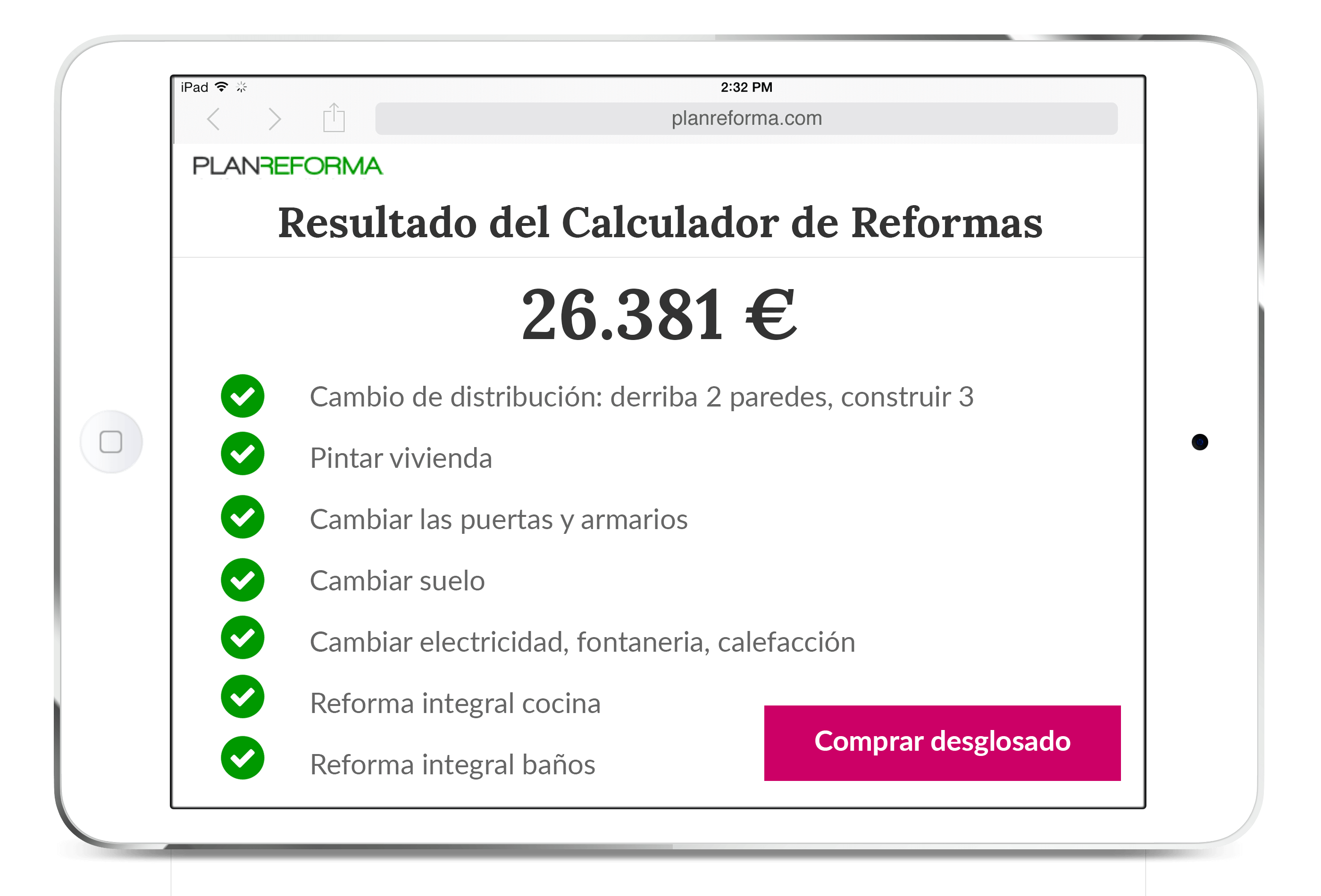 El único comparador de reformas en tiempo real