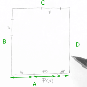 Cómo hacer un croquis - Plan Reforma - Para tomar medidas haz lo mismo. Empieza tomando las medidas de todos los segmentos de la primera pared que hemos dibujado (A).