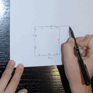 Cómo hacer un croquis - Plan Reforma - Sigue el mismo proceso. Empieza observando la pared donde ahora estás y haz una línea. (Piensa que tendrás ya una parte dibujada).