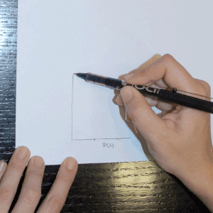 Cómo hacer un croquis - Plan Reforma - Mira la pared que tienes a la izquierda, dibuja una línea (B)